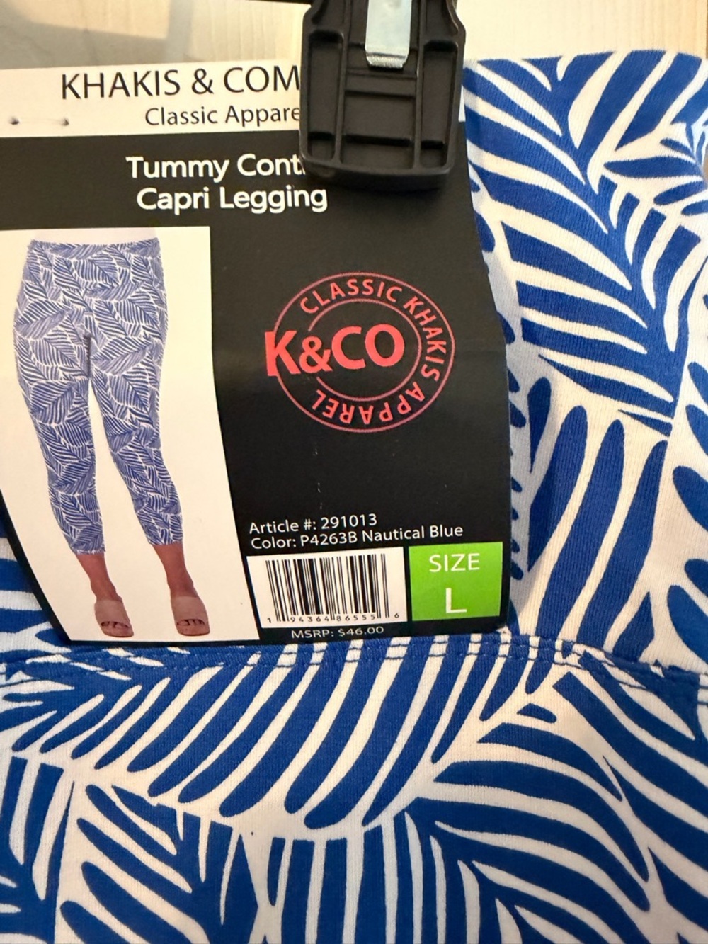 K&CO Nautical Blue Tummy Control Capri Leggings - Women